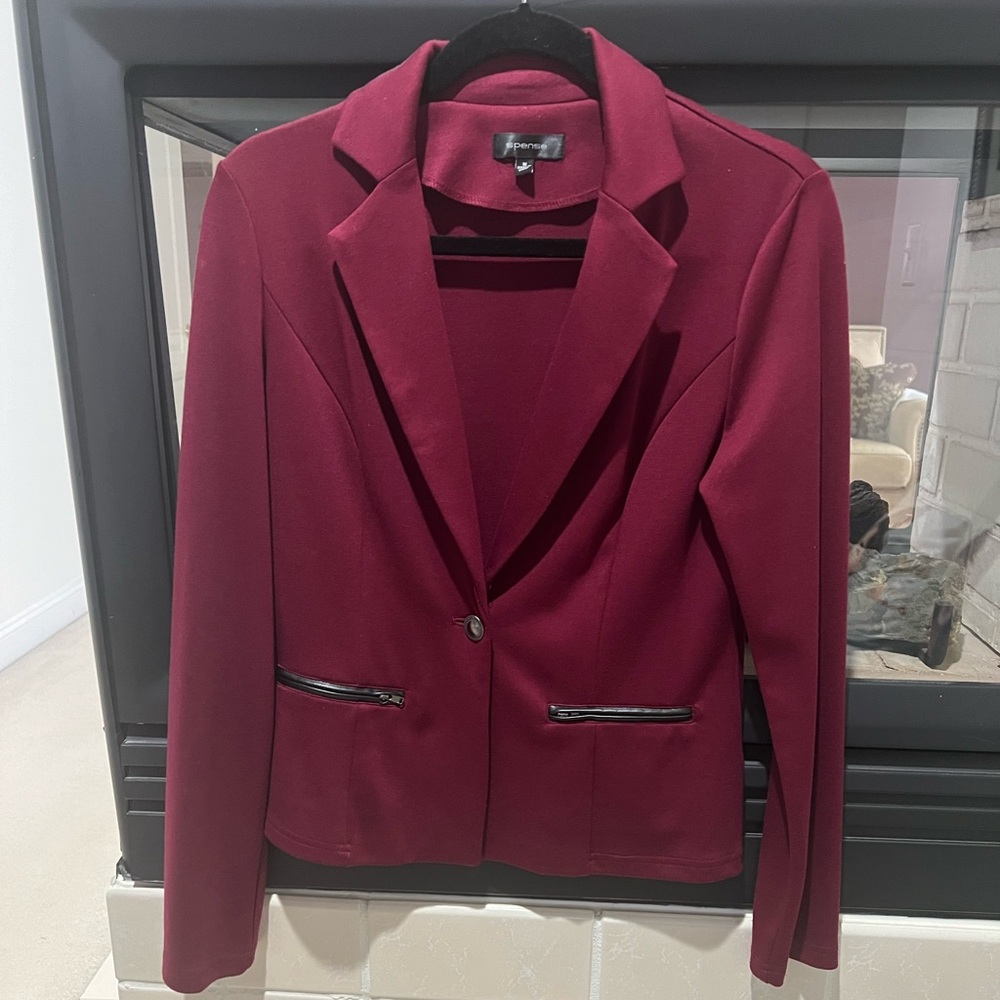 Spense1 Button Fitted Blazer Jacket Business Suit Jacket size medium burgundy
